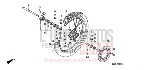 FRONT WHEEL NX650W de 1998